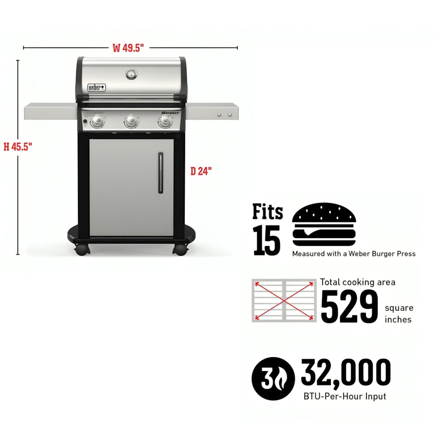 Weber Spirit EX-315 Smart Propane Gas Grill