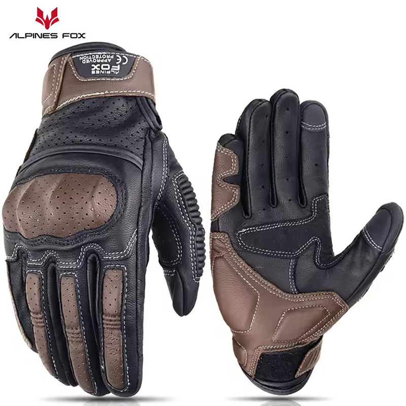 Vintage Leather Motorcycle Gloves - Touchscreen Riding Gloves for Men