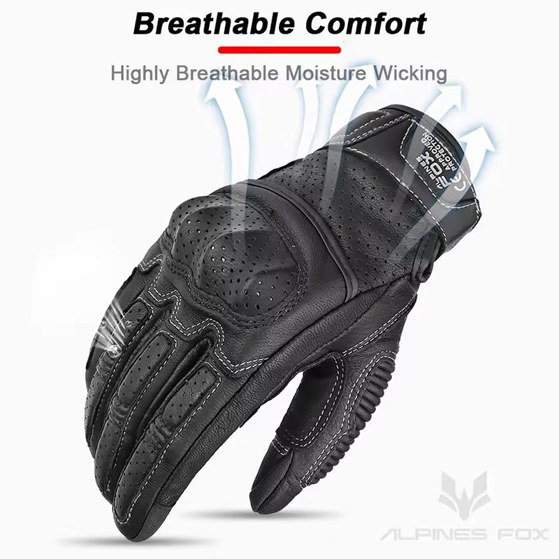 Vintage Leather Motorcycle Gloves - Touchscreen Riding Gloves for Men