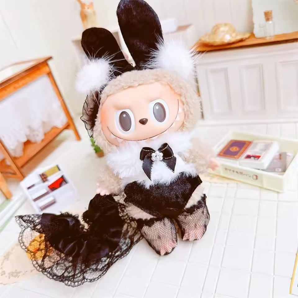 Labubu Doll Box Cute Vinyl Toy – Keychain Toy with Plush Clothes
